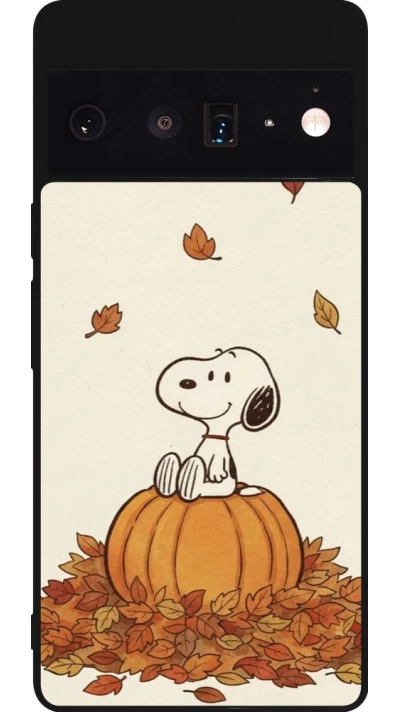 Coque Google Pixel 6 Pro - Silicone rigide noir Autumn 26 Snoopy autumn