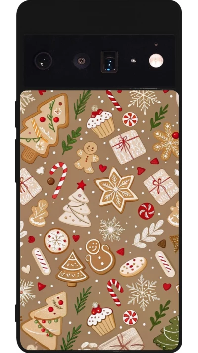 Google Pixel 6 Pro Case Hülle - Silikon schwarz Christmas 25 Pattern Ginger Cookie