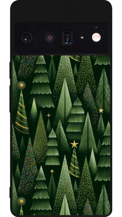 Google Pixel 6 Pro Case Hülle - Silikon schwarz Christmas 25 Pattern Xmas Tree