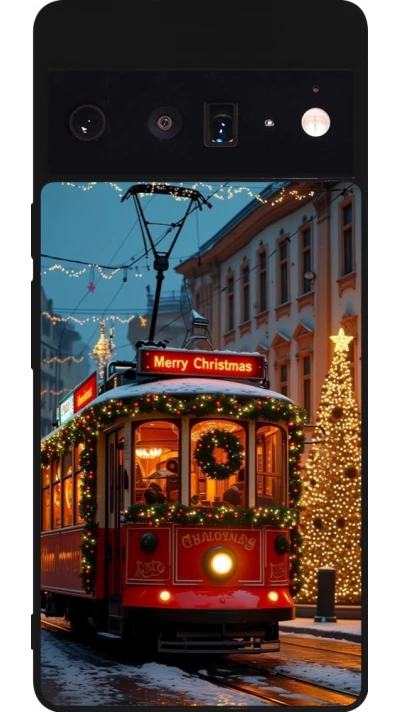 Google Pixel 6 Pro Case Hülle - Silikon schwarz Christmas 25 Xmas Train