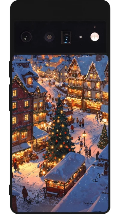 Google Pixel 6 Pro Case Hülle - Silikon schwarz Christmas 25 Xmas Village