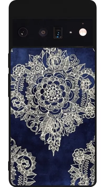 Google Pixel 6 Pro Case Hülle - Silikon schwarz Cream Flower Moroccan