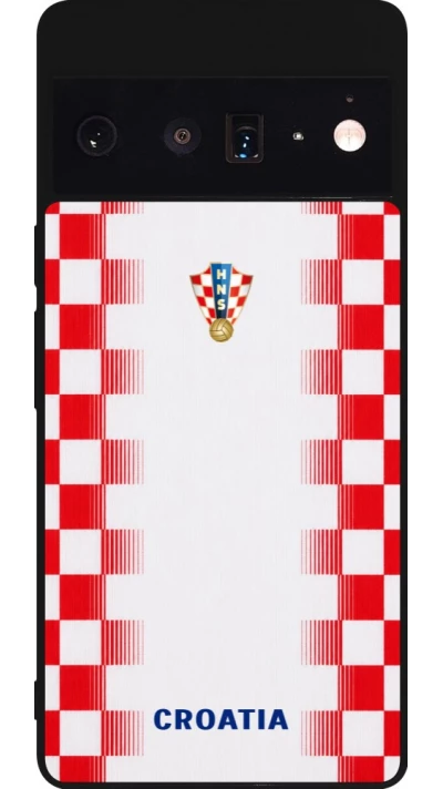 Google Pixel 6 Pro Case Hülle - Silikon schwarz Kroatien 2026 personalisierbares Fussballtrikot