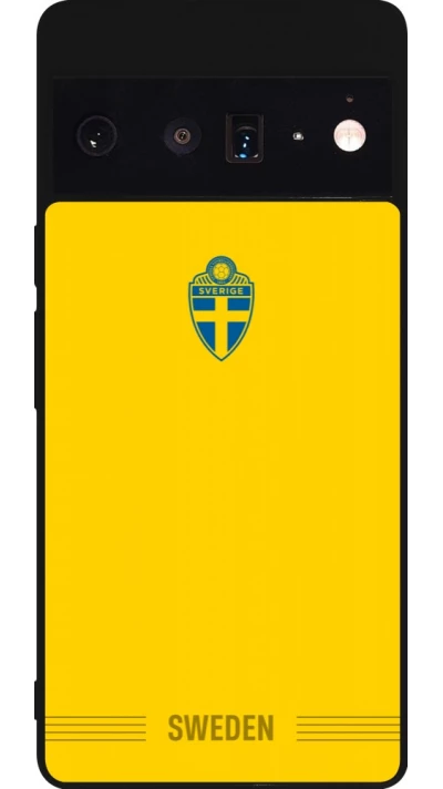 Google Pixel 6 Pro Case Hülle - Silikon schwarz Schweden 2026 personalisierbares Fussballtrikot