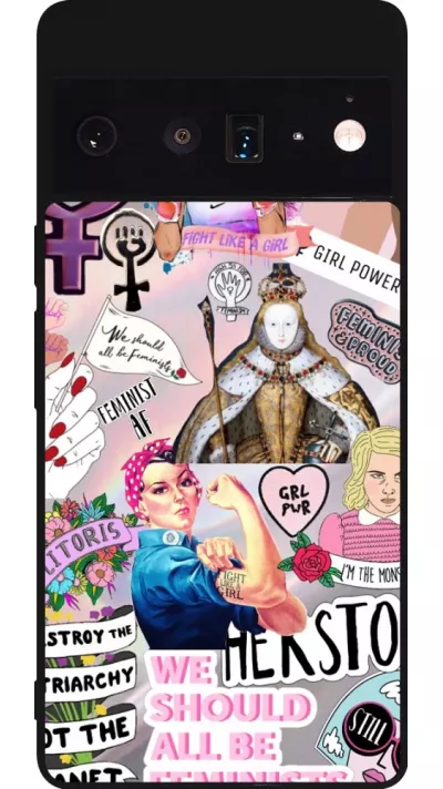 Google Pixel 6 Pro Case Hülle - Silikon schwarz Girl Power Collage