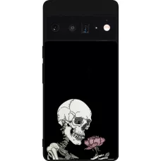 Google Pixel 6 Pro Case Hülle - Silikon schwarz Halloween 2023 rose and skeleton