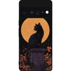 Google Pixel 6 Pro Case Hülle - Silikon schwarz Halloween 2026 Cat Art Nouveau
