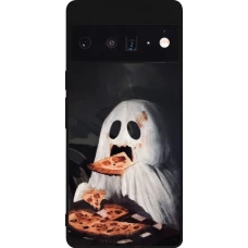 Google Pixel 6 Pro Case Hülle - Silikon schwarz Halloween 2026 Ghost eating pizza