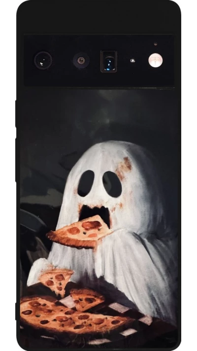 Google Pixel 6 Pro Case Hülle - Silikon schwarz Halloween 2026 Ghost eating pizza