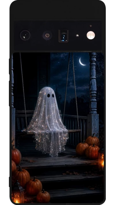 Google Pixel 6 Pro Case Hülle - Silikon schwarz Halloween 2026 Ghost on a swing
