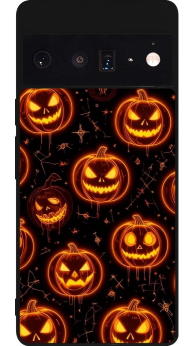 Google Pixel 6 Pro Case Hülle - Silikon schwarz Halloween 2026 Pattern Pumpkins