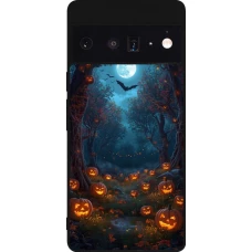 Google Pixel 6 Pro Case Hülle - Silikon schwarz Halloween 2026 Road of Pumpkins