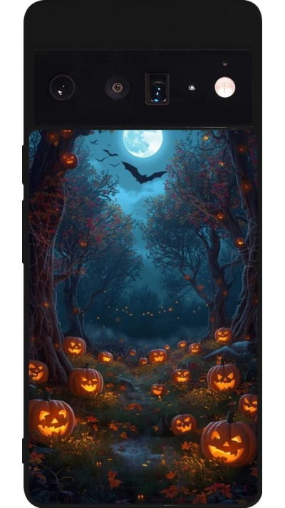 Google Pixel 6 Pro Case Hülle - Silikon schwarz Halloween 2026 Road of Pumpkins