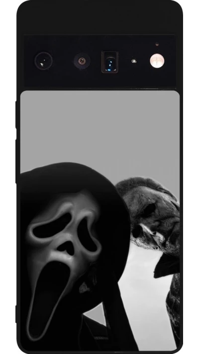 Google Pixel 6 Pro Case Hülle - Silikon schwarz Halloween 2026 Scream and Michael Myers