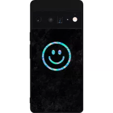 Google Pixel 6 Pro Case Hülle - Silikon schwarz Happy smiley irisirt