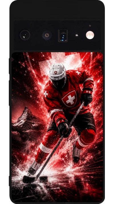 Google Pixel 6 Pro Case Hülle - Silikon schwarz Hockey World Championship Player