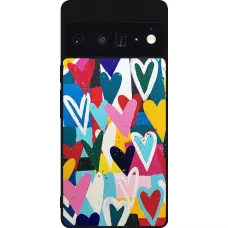 Google Pixel 6 Pro Case Hülle - Silikon schwarz Joyful Hearts