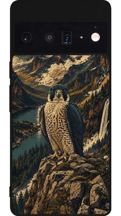 Coque Google Pixel 6 Pro - Silicone rigide noir Linocut Faucun pèlerin