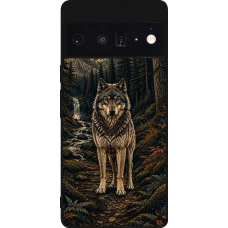 Google Pixel 6 Pro Case Hülle - Silikon schwarz Linocut Wold