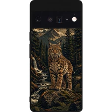 Coque Google Pixel 6 Pro - Silicone rigide noir Linocut Lynx