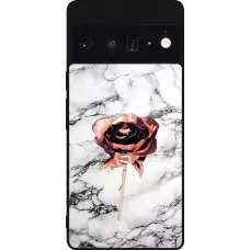 Google Pixel 6 Pro Case Hülle - Silikon schwarz Marble Rose Gold