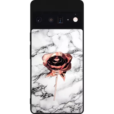 Google Pixel 6 Pro Case Hülle - Silikon schwarz Marble Rose Gold