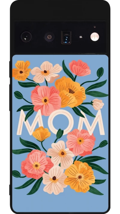 Google Pixel 6 Pro Case Hülle - Silikon schwarz Mom 2026 Flowers