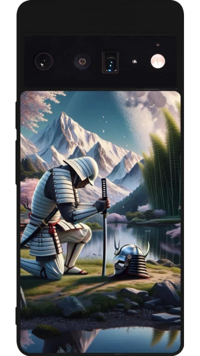 Google Pixel 6 Pro Case Hülle - Silikon schwarz Samurai Katana Mond