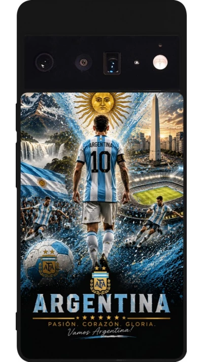 Google Pixel 6 Pro Case Hülle - Silikon schwarz Fussball Argentinien splash 2026