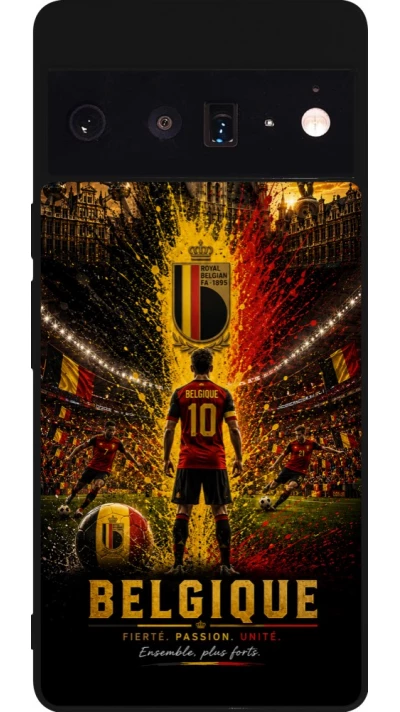 Google Pixel 6 Pro Case Hülle - Silikon schwarz Fussball Belgien splash 2026