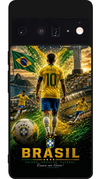 Google Pixel 6 Pro Case Hülle - Silikon schwarz Fussball Brasilien splash 2026