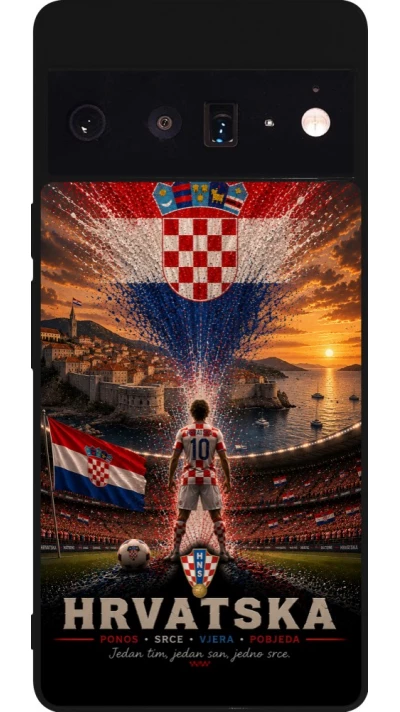 Google Pixel 6 Pro Case Hülle - Silikon schwarz Fussball Kroatien splash 2026