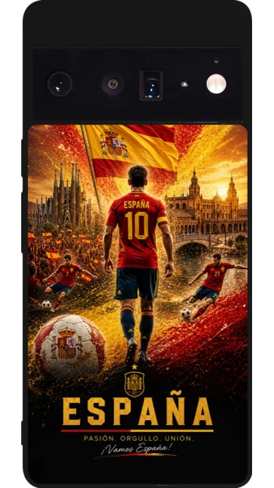 Google Pixel 6 Pro Case Hülle - Silikon schwarz Fussball Espanien splash 2026