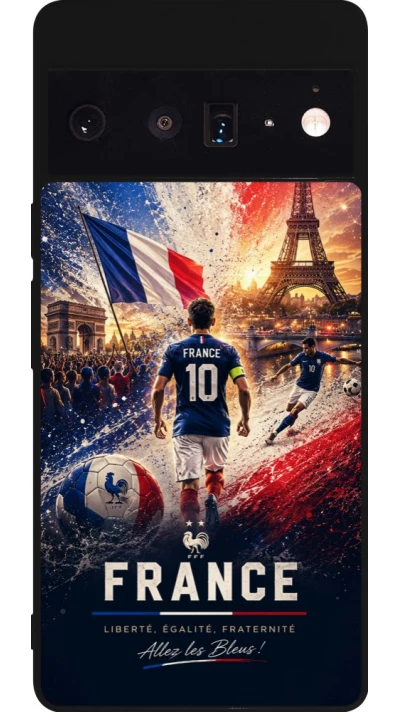 Google Pixel 6 Pro Case Hülle - Silikon schwarz Fussball Frankreich splash 2026
