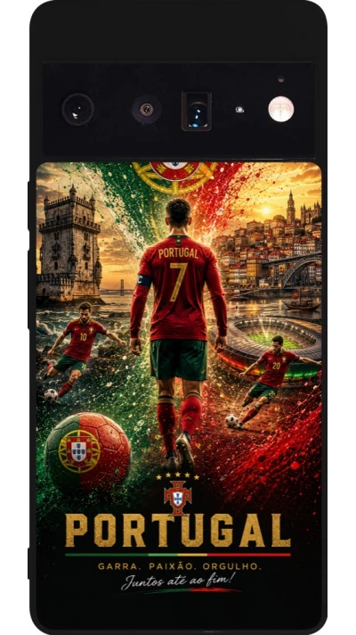 Google Pixel 6 Pro Case Hülle - Silikon schwarz Fussball Portugal splash 2026