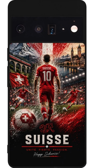 Google Pixel 6 Pro Case Hülle - Silikon schwarz Fussball Suisse splash 2026