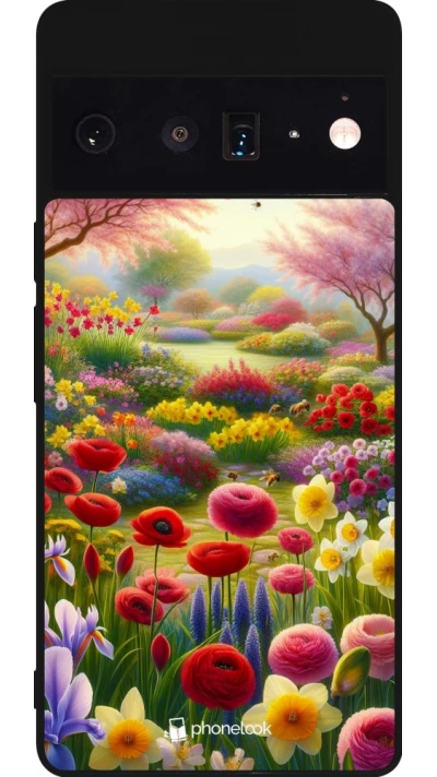 Google Pixel 6 Pro Case Hülle - Silikon schwarz Frühling 25 Strauß Frühling