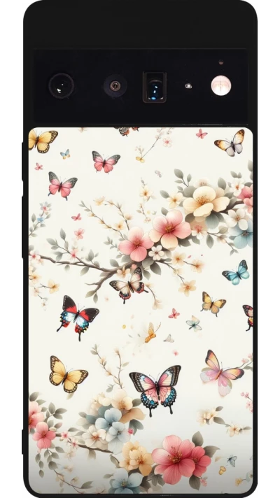 Google Pixel 6 Pro Case Hülle - Silikon schwarz Frühling 25 Leichte Schmetterlinge