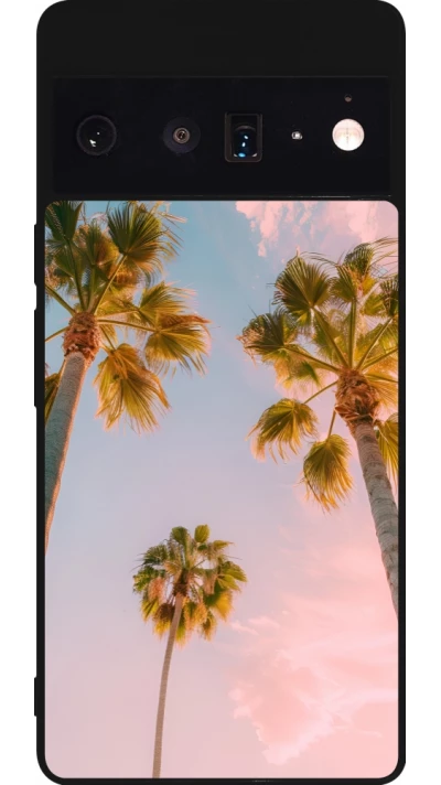 Google Pixel 6 Pro Case Hülle - Silikon schwarz Summer 2025 Palmiers