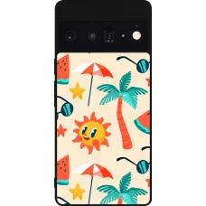 Coque Google Pixel 6 Pro - Silicone rigide noir Summer 2025 Pattern soleil