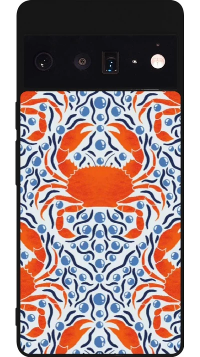 Coque Google Pixel 6 Pro - Silicone rigide noir Crabs and pearls Summer 2026