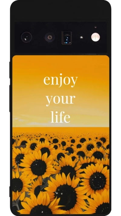 Google Pixel 6 Pro Case Hülle - Silikon schwarz Summer 2026 Enjoy your life