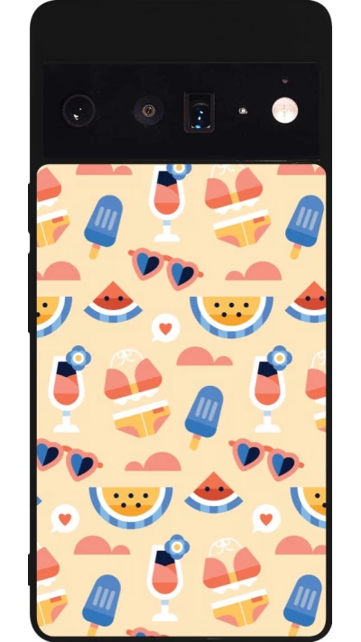Coque Google Pixel 6 Pro - Silicone rigide noir Pattern Summer 2026