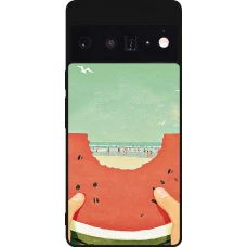 Coque Google Pixel 6 Pro - Silicone rigide noir Views through a watermelon Summer 2026