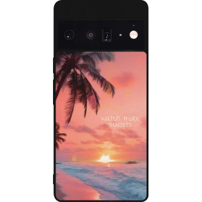 Coque Google Pixel 6 Pro - Silicone rigide noir Watch more sunsets Summer 2026