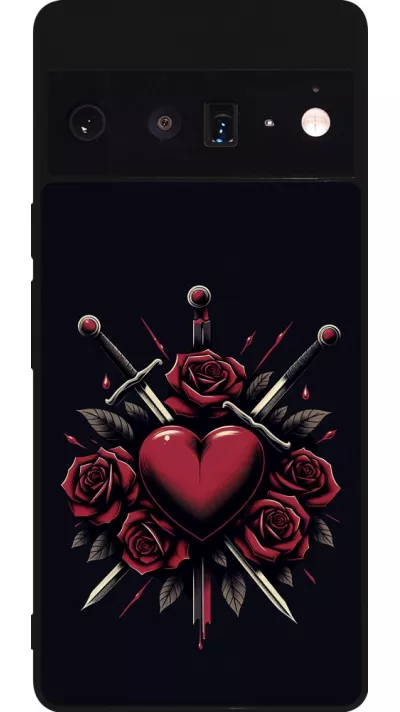 Google Pixel 6 Pro Case Hülle - Silikon schwarz Valentine 2024 gothic love
