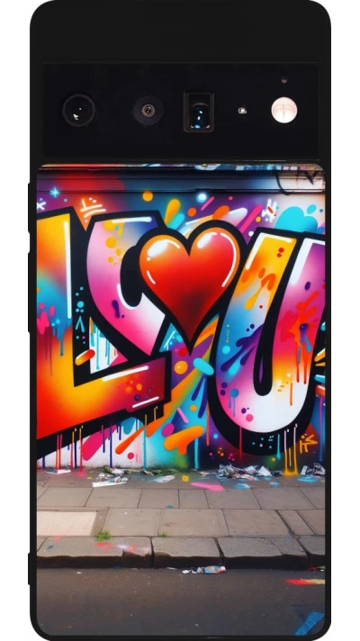 Google Pixel 6 Pro Case Hülle - Silikon schwarz Valentin 2025 Liebe U Tag