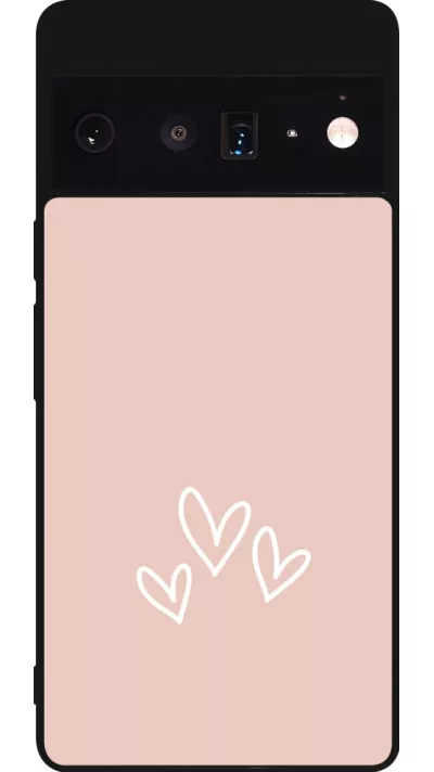 Google Pixel 6 Pro Case Hülle - Silikon schwarz Valentine 2023 three minimalist hearts