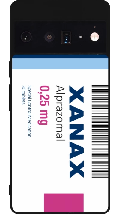 Coque Google Pixel 6 Pro - Silicone rigide noir Xanax Alprazolam 2025