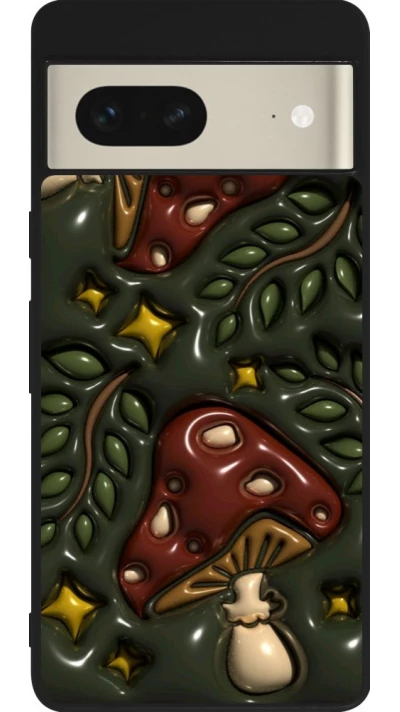 Google Pixel 7 Case Hülle - Silikon schwarz Autumn 26 3D mushrooms